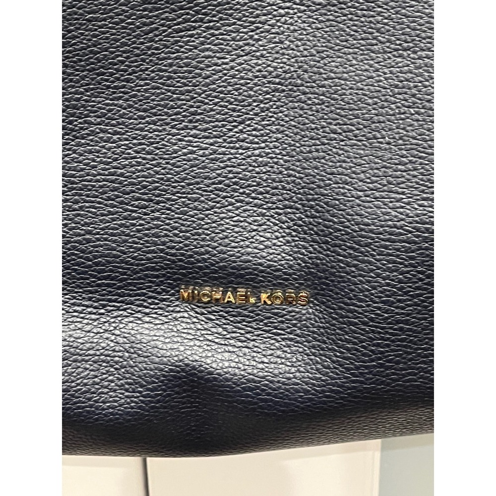 Michael Kors Navy‎ Blue Chain Shoulder Tote Bag Gold Accents - Picture 2 of 12